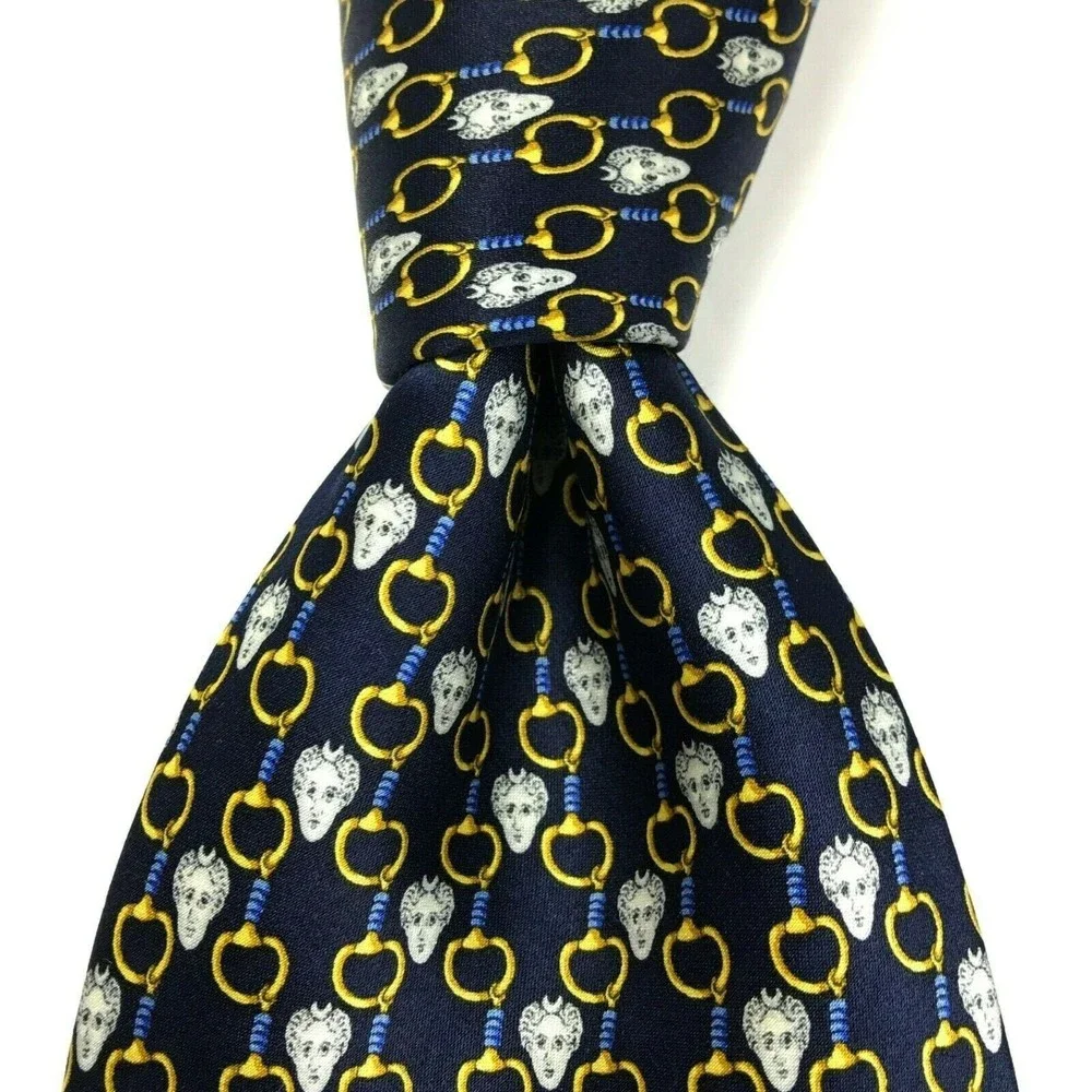 Sinsabang Tie Royal Queen Chains Blue Pure Silk Men's Necktie Made in Korea